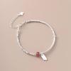 Strawberry Crystal Silver Bracelet: Minimalist Japanese & Korean-Inspired Design, Fresh and Sweet High-End Fashion for Women