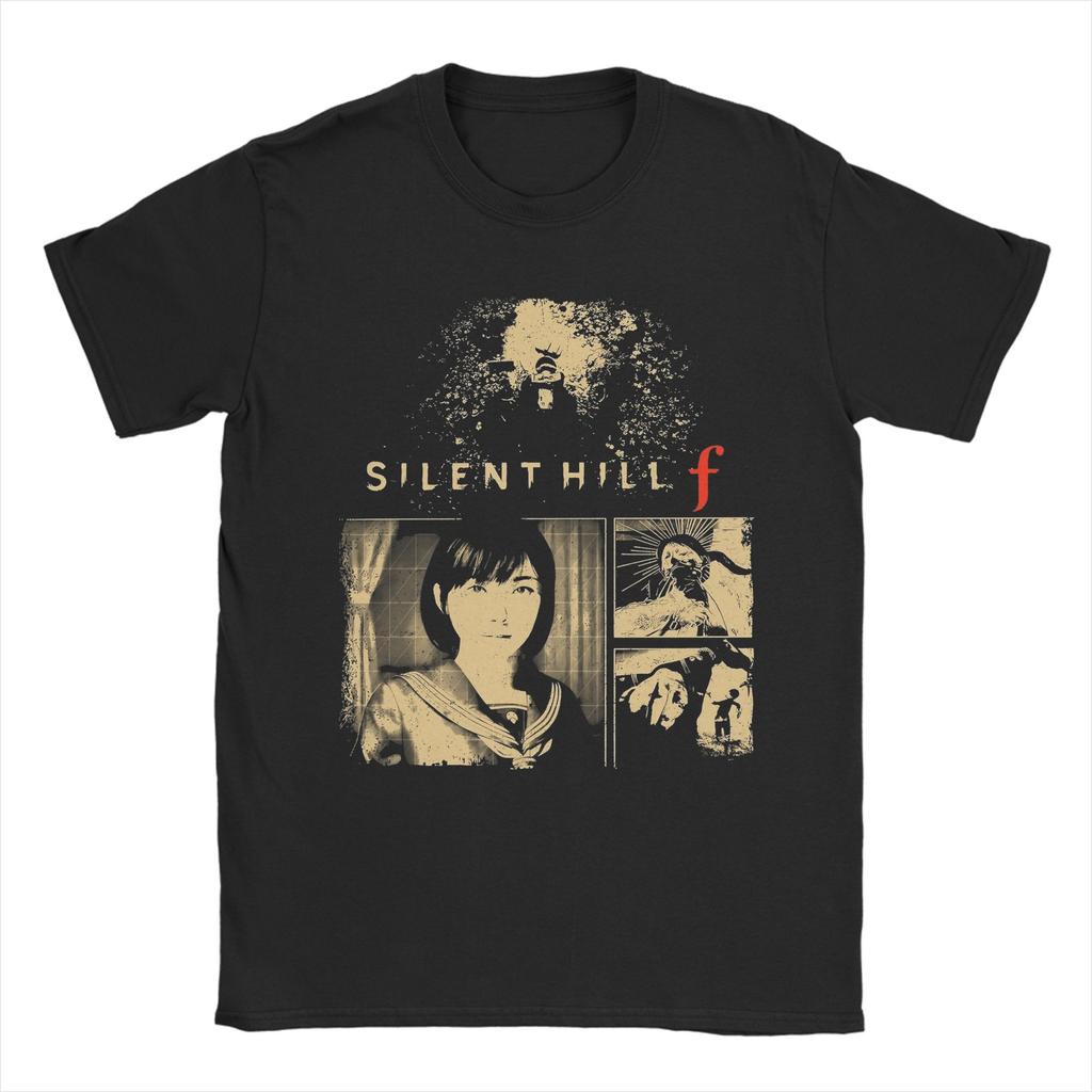 Horror Game Silent Hill F T-Shirts Men Hinako Shimizu Humor Pure Cotton Tees Round Neck Short Sleeve T Shirts 6XL Clothing