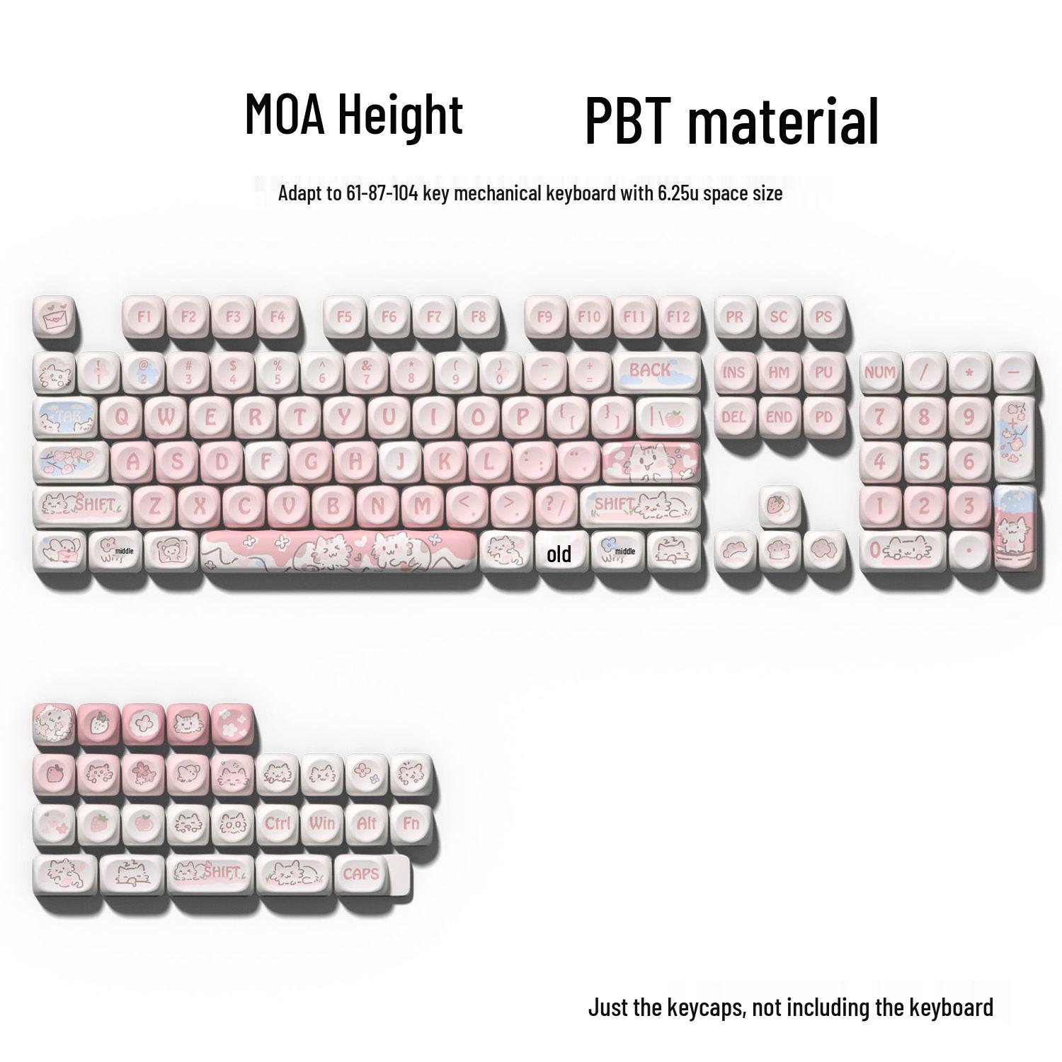 

Strawberry Kitten-Themed Mechanical Keyboard Keycaps, Heat-Sublimation, Magnetic Switch, Full Set