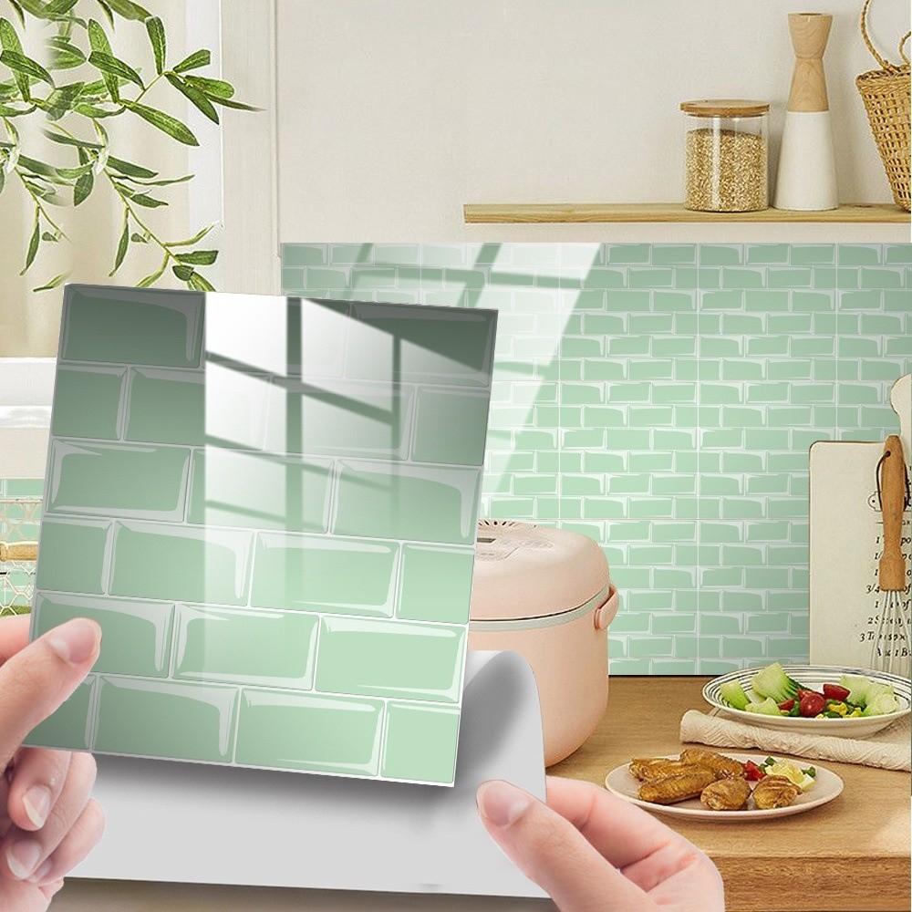 10Pcs PVC Tile Stickers 15*15cm Waterproof 3D Wall Sticker Marble Grain Self Adhesive Art Wall Decal