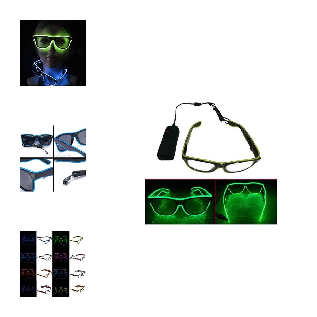 Premium Quality Led El Wire Glasses Light Up Glow Sunglasses For Dj Nightclub Parties