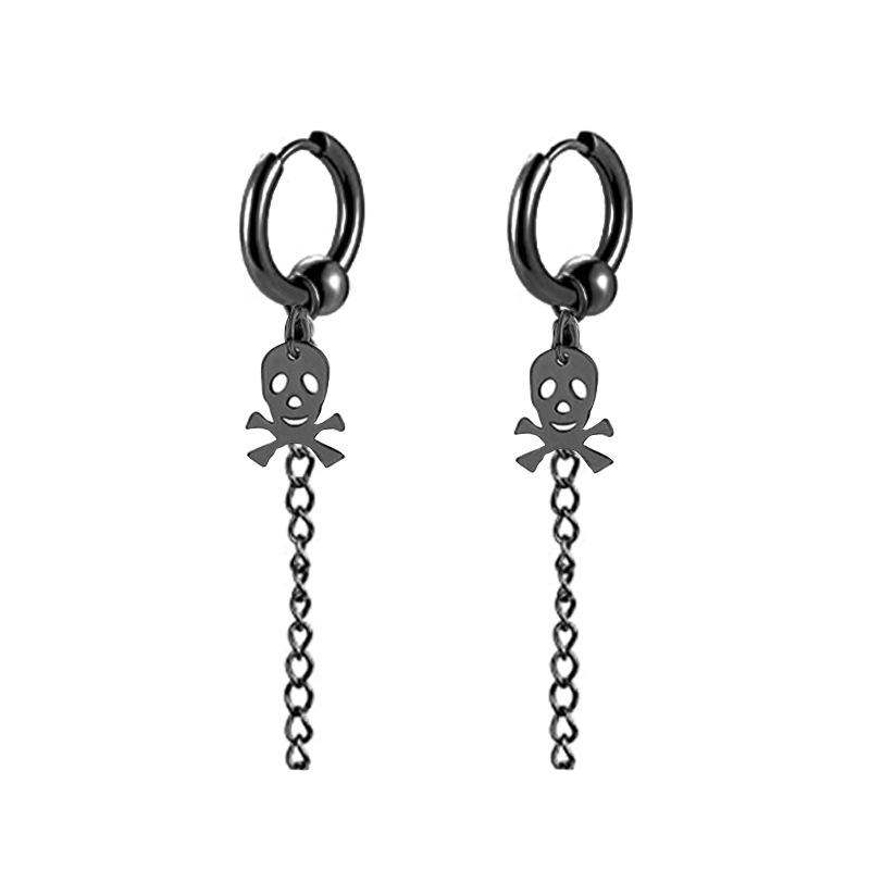 Black Series Titanium Steel Punk Style Earrings - Unisex, Korean Fashion, Unique Design