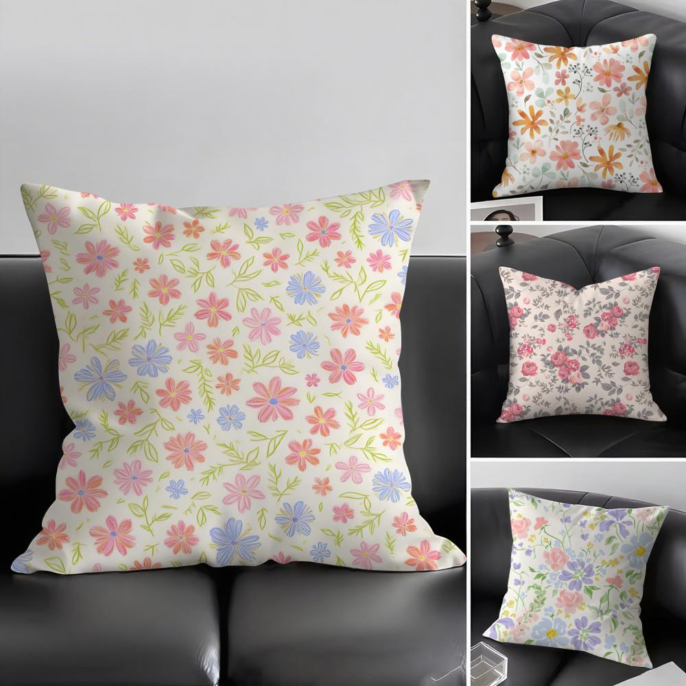 Floral Pattern Cute Cushion Cover Pillowcase Ultra Soft Skin Friendly Fabric Cloud Like Comfort Concealed Zipper