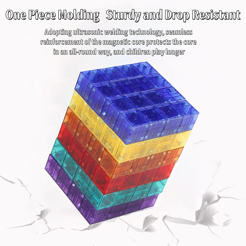 Transparent Magnetic DIY Square  Assembled Building Block Set Model Fun Parent Child Interactive Puzzle Toy Gift