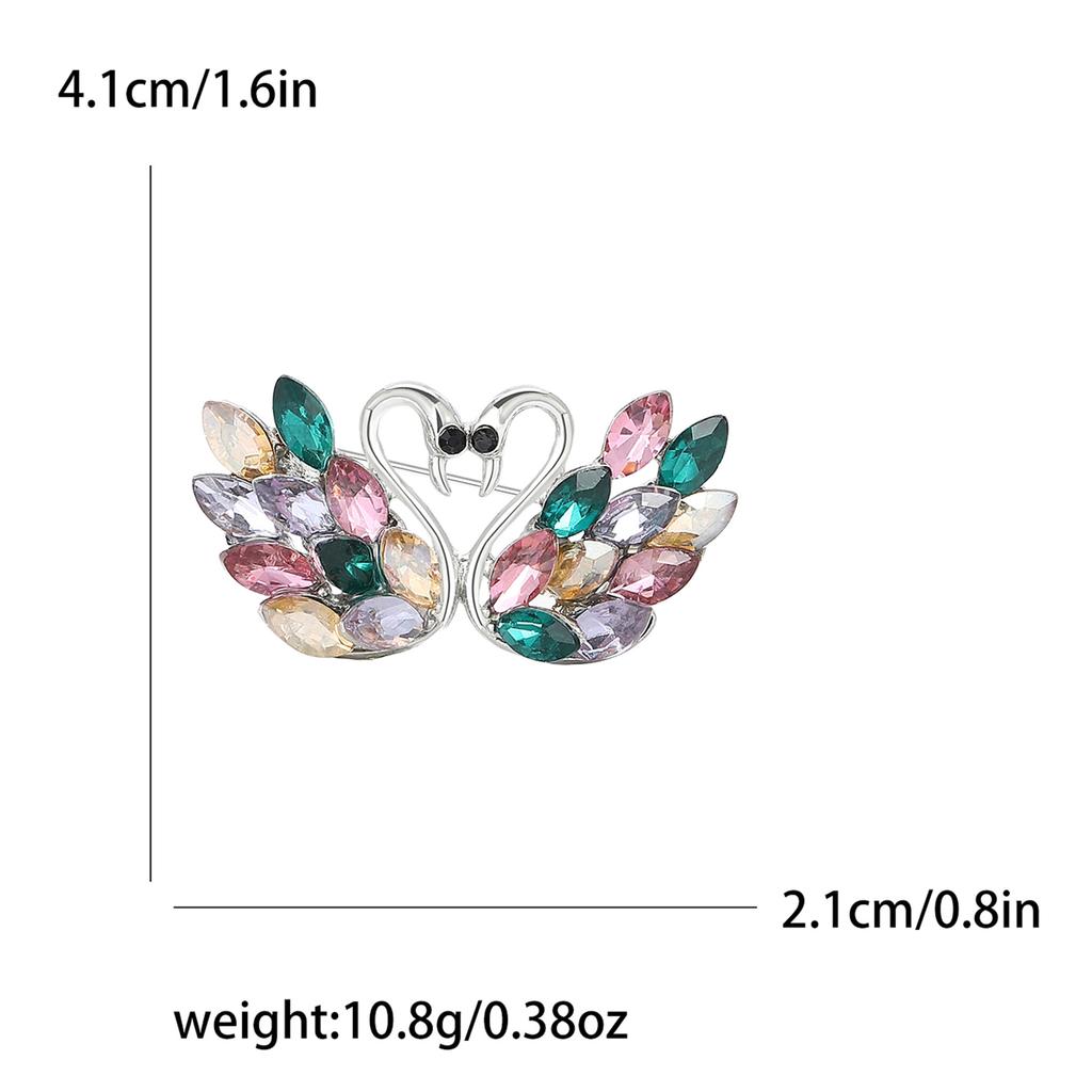 Broșă de lebădă cu strasuri din aliaj rafinat la modă, temperament elegant, costum de damă, haină, corsaj, bijuterii