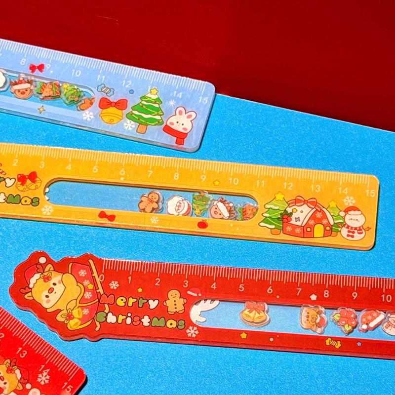 Cartoon Santa Claus Snowman Christmas Ruler Creative Drawing Painting Tool Reward Stationery Student Gift School Supplies