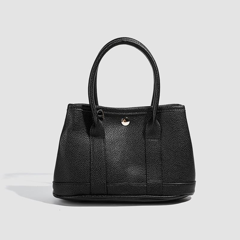 

2025 Autumn New Niche Simple Casual Commuter Handheld Bucket Bag Korean Style Design Solid Color Crossbody Bag for Women Small Size чёрный