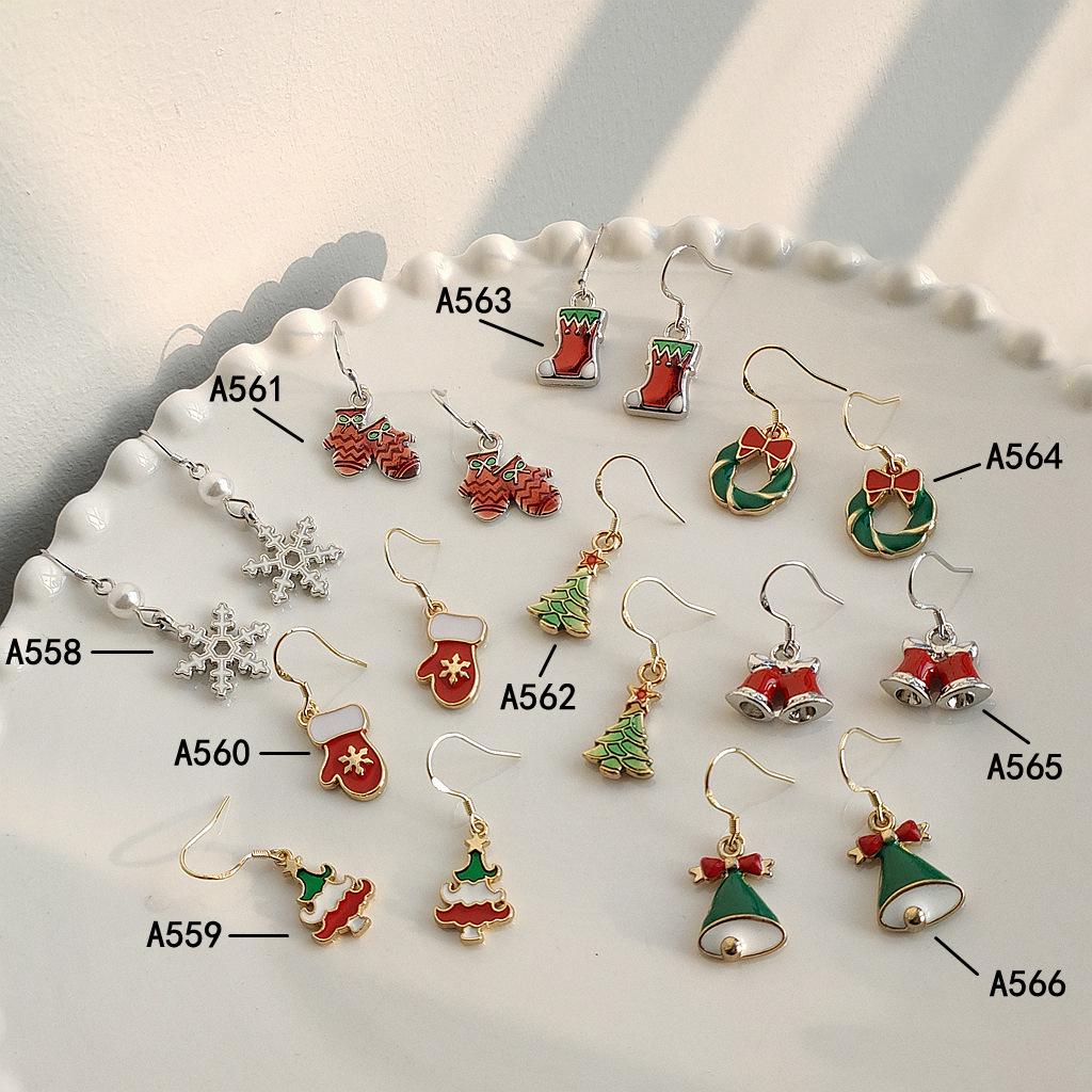 Festive Christmas S925 Silver Needle Women's Drop Glaze Earrings - Elegant Holiday Jewelry.