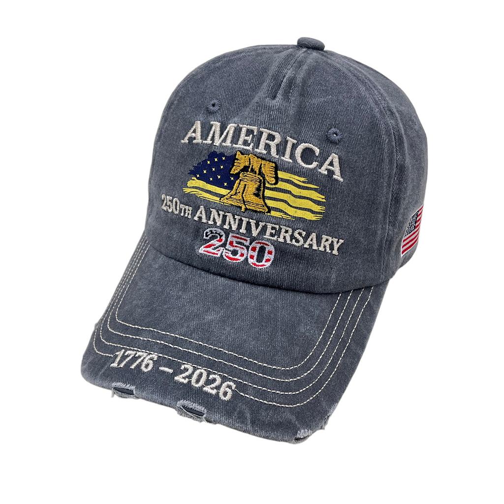 Baseball Cap Flag Embroidery 250Th Anniversary Of The Founding Of The United States Hat Washed Embroidery Sunshade Cap