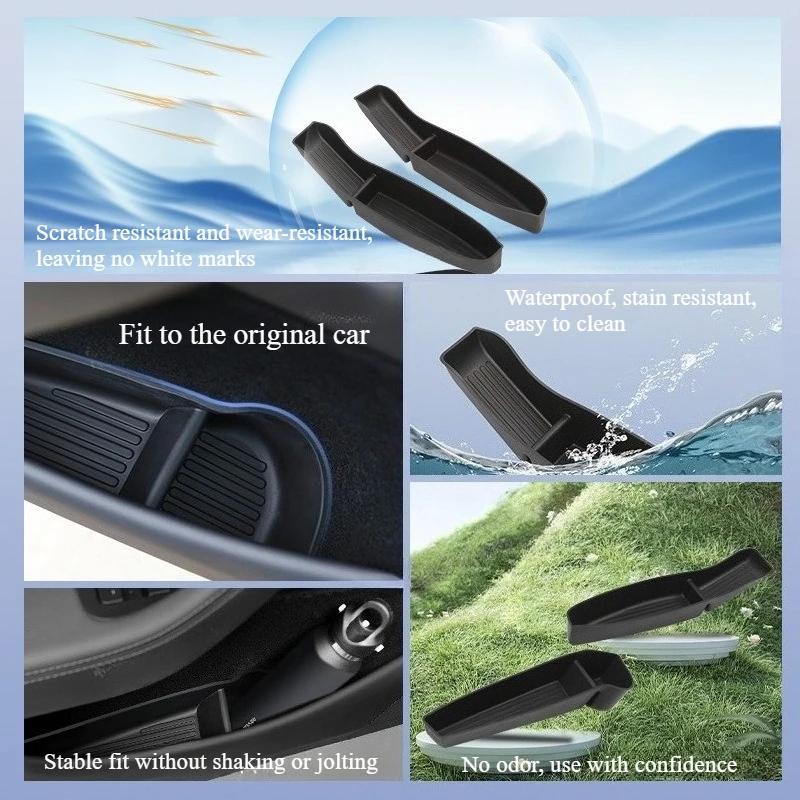Car Door Side Storage Box for Tesla Model Y Juniper 2025-2025 Front Rear Side TPE Door Storage Organizer Tray Car Accessories
