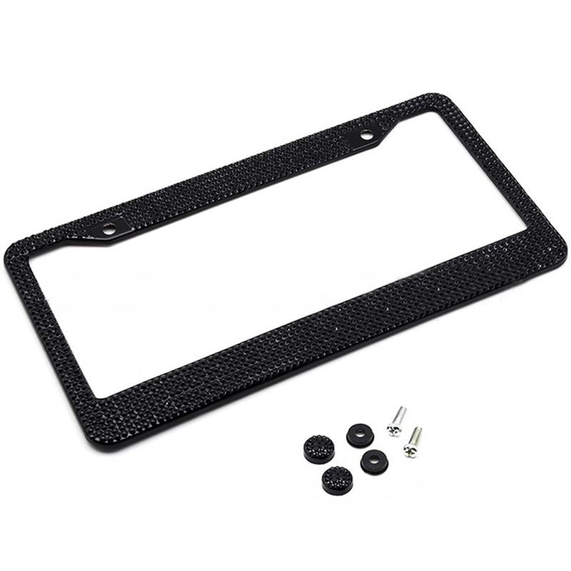 License Plate Holder Stainless Steel License Plate Frame Bling Rhinestone Front Rear License Plate Frame