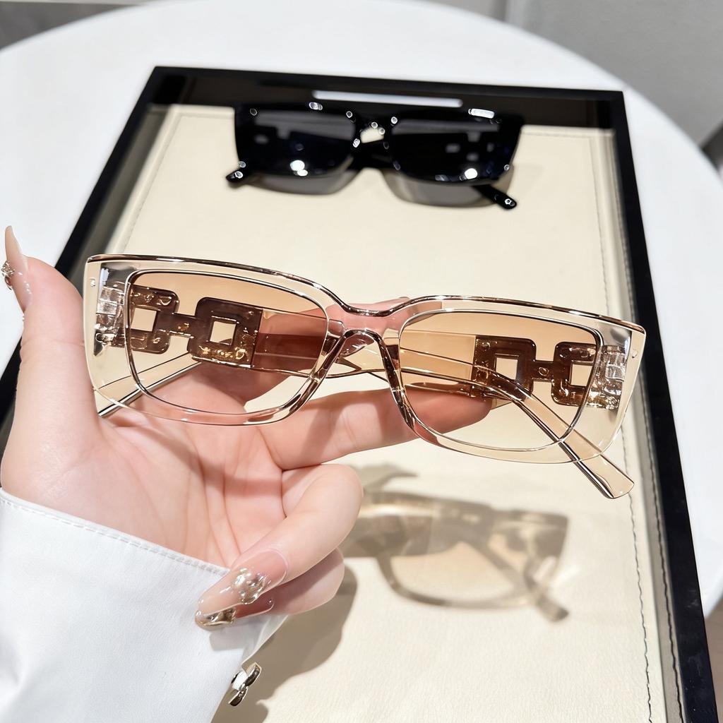 Sunglasses with Chain Square Fashion Shades for Women Men