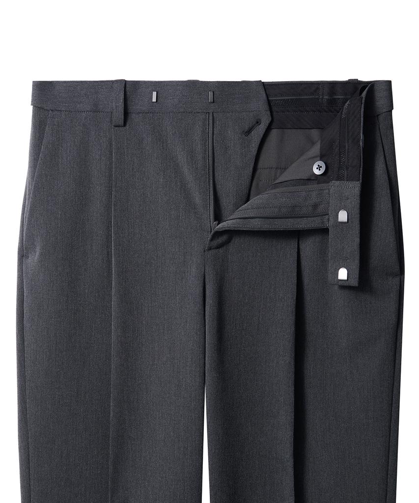 MUSINSA STANDARD Recycled One-Tuck Relaxed Tapered Hidden Banding Crop Slacks [Medium Grey]
