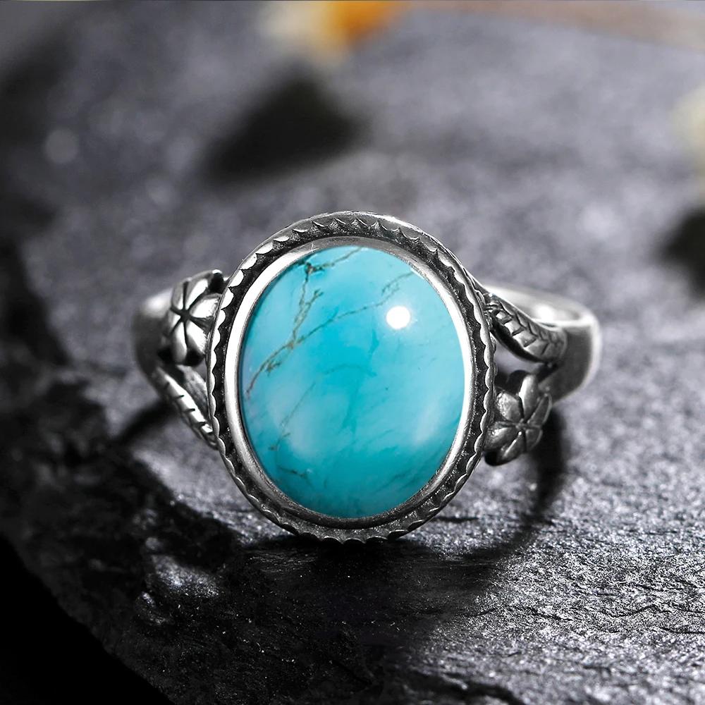 Vinatge Silver Ring Female Jewelry Natural Moonstone Tiger's Eye Personalized Rings for Women Bijoux Wedding Jewelry Gift S