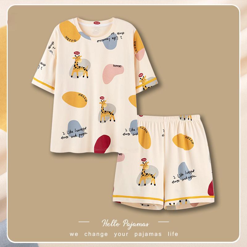 

Пижамы женские летние из чистого хлопка, тонкие шорты с короткими рукавами, костюм