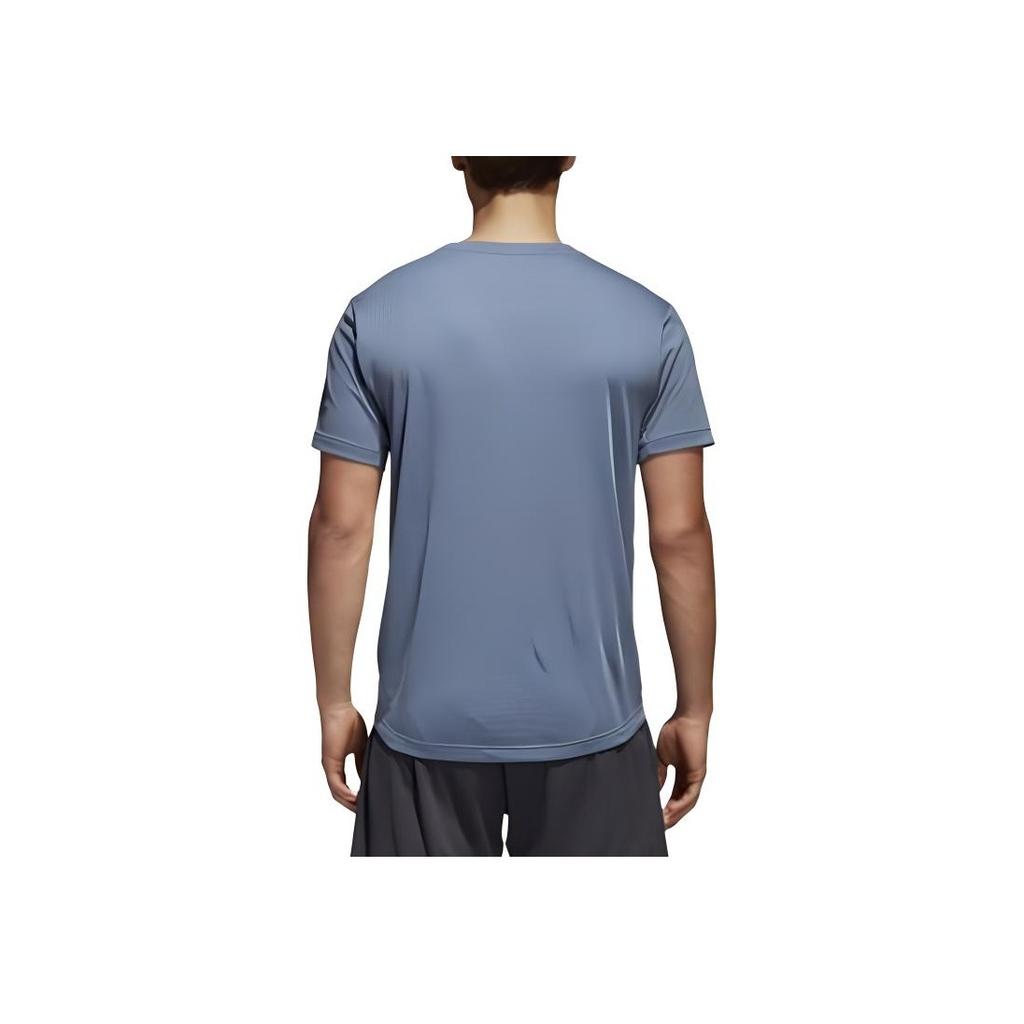 Adidas Round Neck Solid Color Sports T-Shirt Men Tops Mist-Blue CE0817