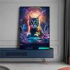 Pop Art Colorful Neon Animals DJ Music Poster Aesthetic Capybara Cat Dog Panda Rabbit Canvas Print Wall Art Mural Room Decor