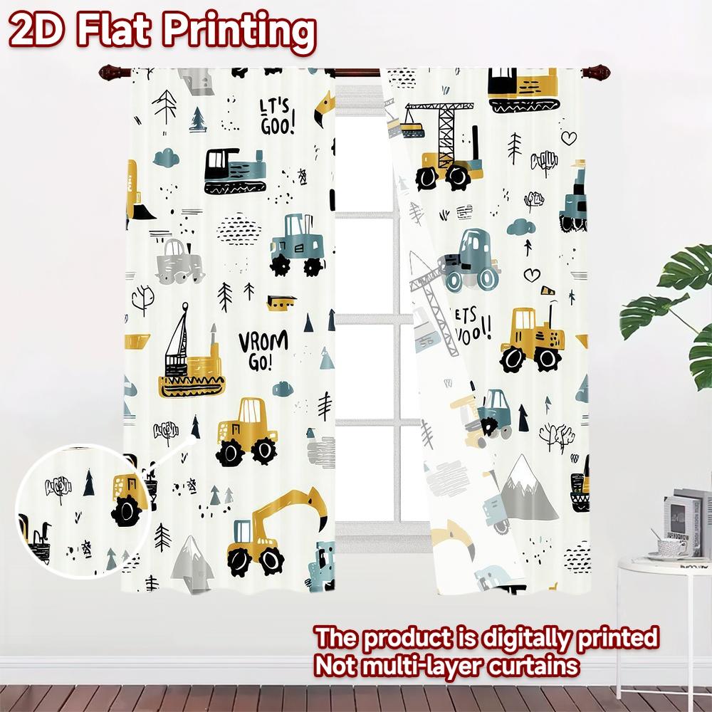 1pc 2D flat Photography Backdrop Photography Banner Cute Construction Vehicles 100% Polyester Family Party for Holiday