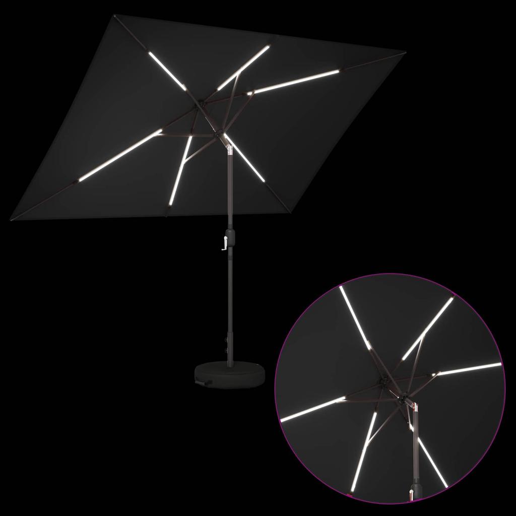 Garden Umbrella with LED Lights and Base 200 X 300 Cm
