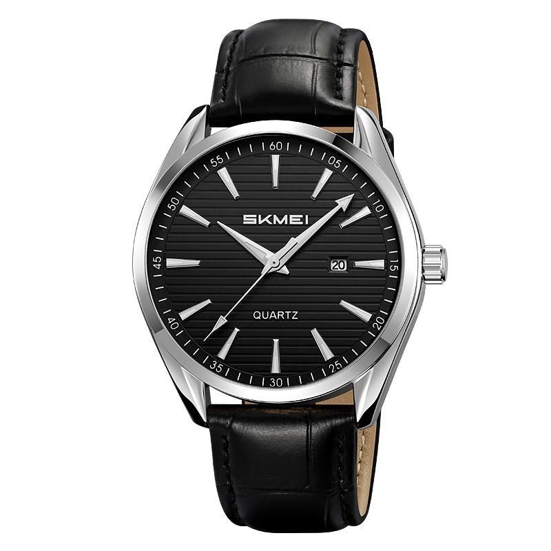 Mens Business Wristwatch With Leather Band And Waterproof Quartz Movement For Professional Adults