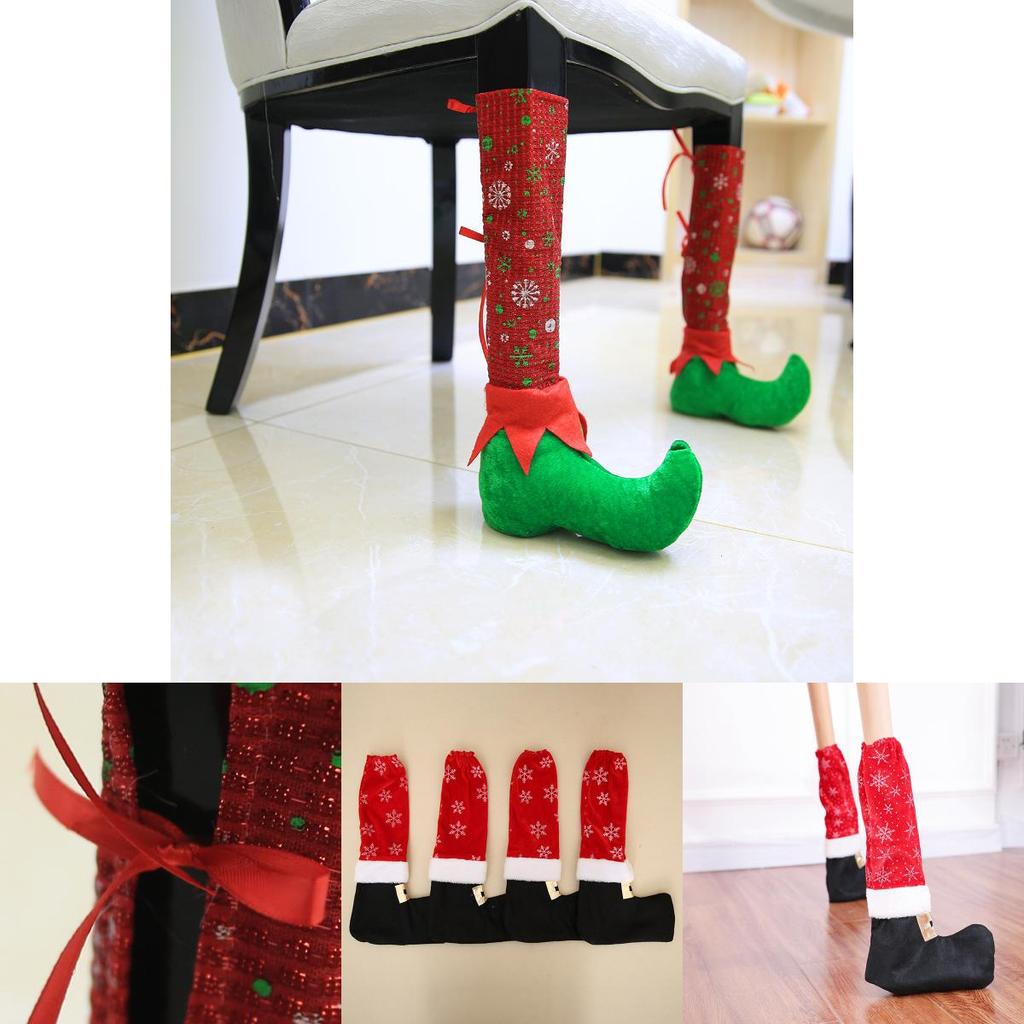 Favor Christmas 1pc Chair Leg Foot Cover Santa Claus Table Decal Decor Xmas