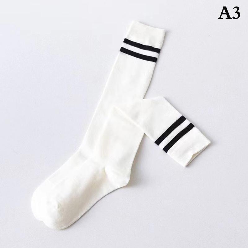 Women Solid Color Striped Cotton Calf Socks Girls Casual Sport Korea Fashion Stockings Warm Long Knee High Socks Japanese Style