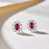 Huitan Oval Red Cubic Zirconia Stud Earrings Women Gorgeous Ear Accessories for Wedding Engagement Temperament Lady's Jewelry