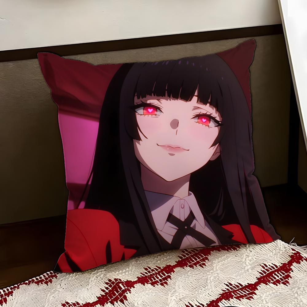KKakegurui Anime Cushion Cover Reversible Soft Durable Pillow Cover Home Car MultiScene Use for Daily Comfort