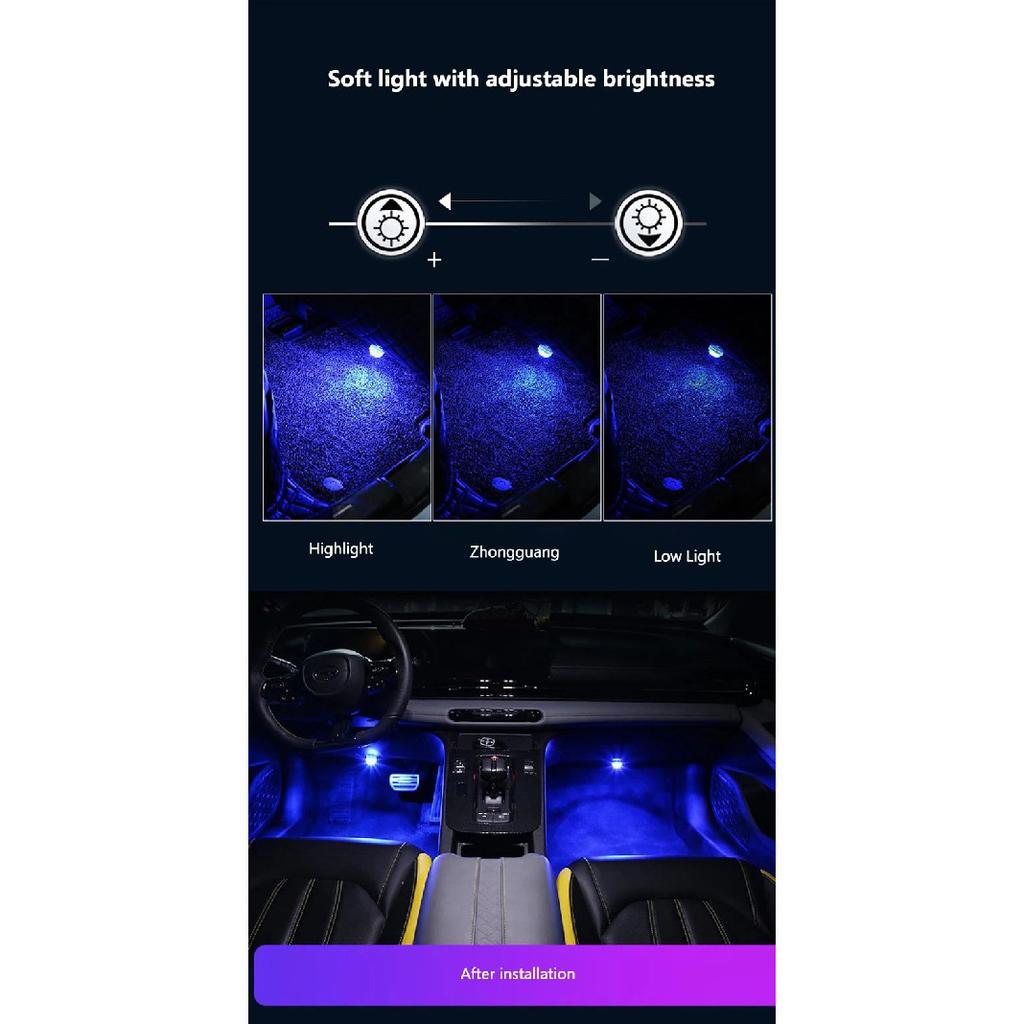 Wireless Adhesive LED Car Interior Ambient Light Remote Control Decor Auto Roof Foot Atmosphere Lamp Bicycle Tail Light