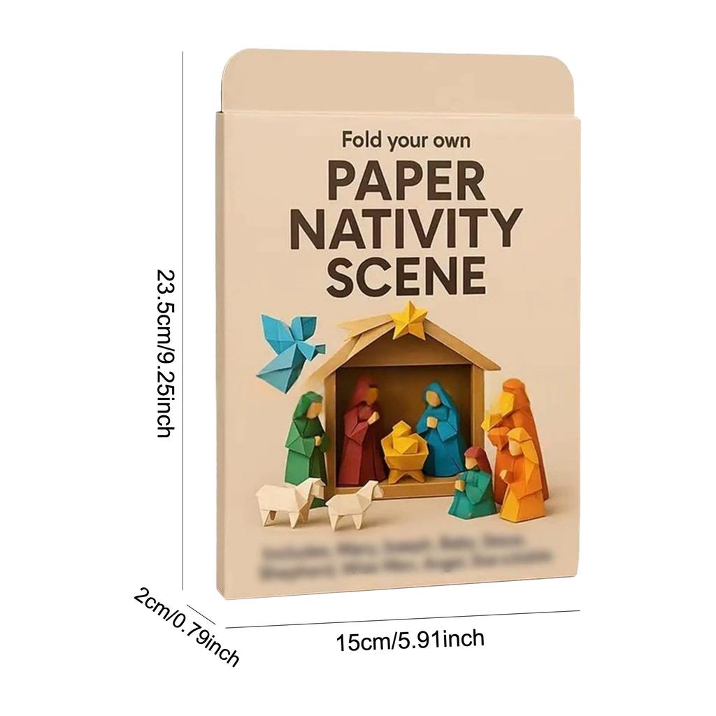 Christmas DIY Paper Nativity Scene Craft Kit W/ Jesus Angel & Animal Nativity Scene Origami Set for Xmas Decor Family Activities