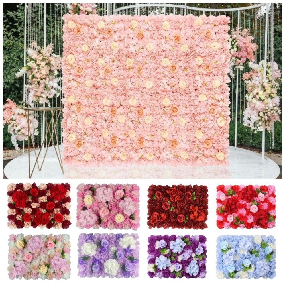 Realistic Artificial Flower Wall Panels 60X40cm Rose Wedding Background  Birthday Party