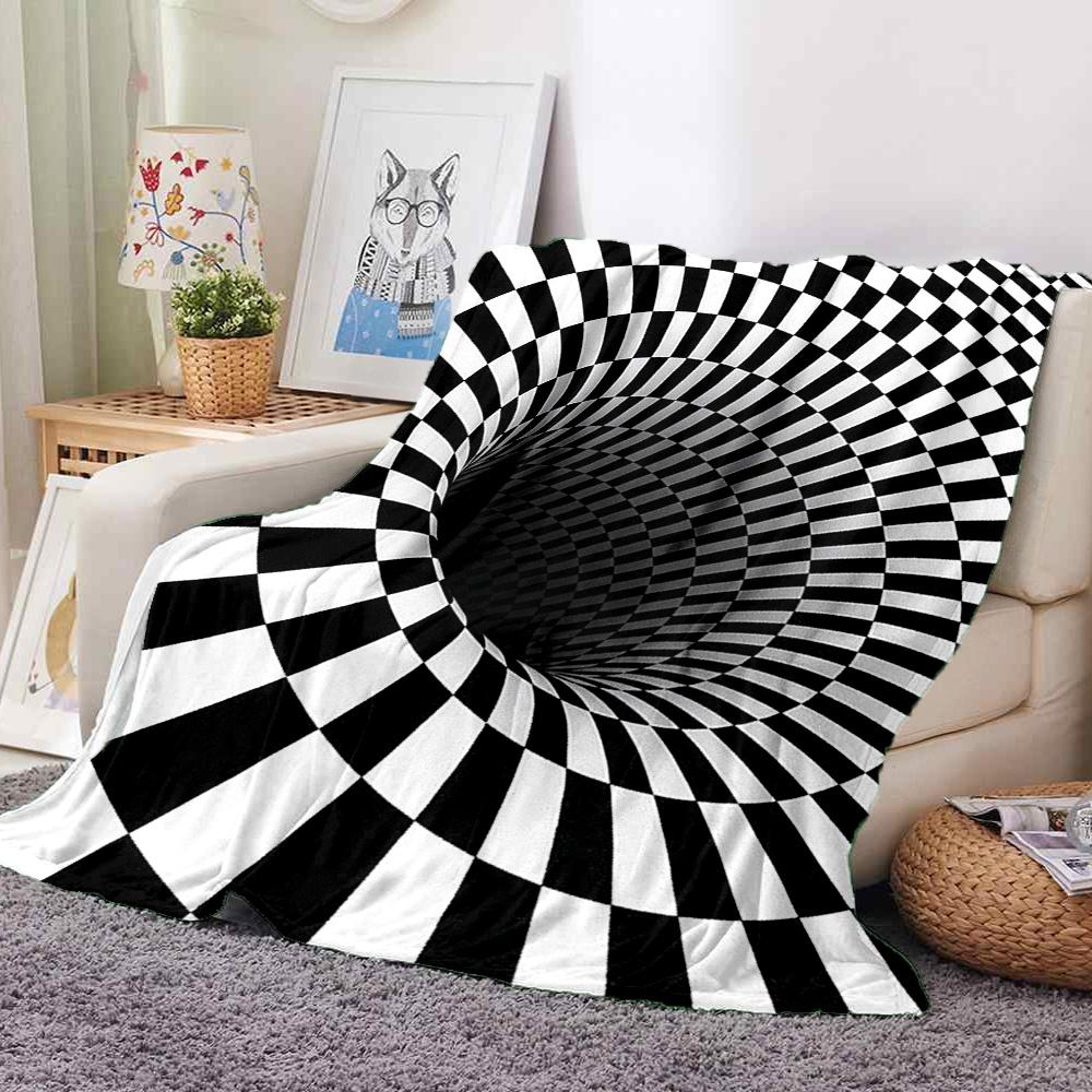 Checkerboard Tunnel Flannel Blanket Throw Blanket Soft Warm Sofa Bed Camping home Decor Unique Christmas Gift C92679