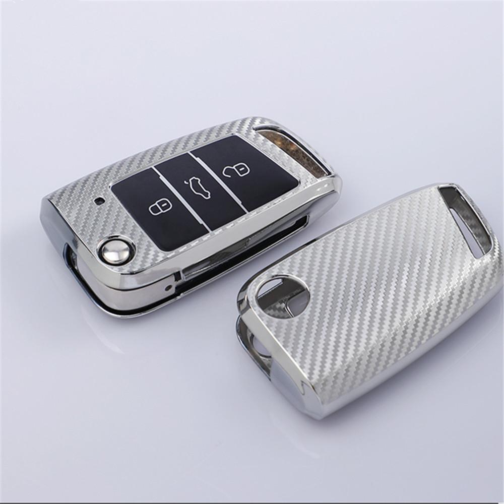 TPU Carbon Fiber Car Key Case Cover for VW Volkswagen Golf 7 MK7 Tiguan MK2 for SEAT Ateca Leon FR 2 Ibiza for Skoda Octavia A7