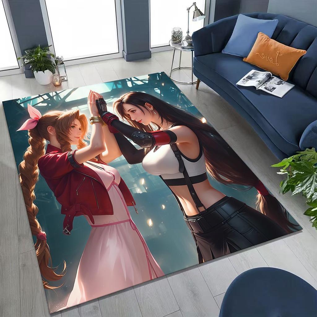 Kreslený herní koberec Final Fantasy Sephiroth Cloud Tifa do ložnice, obývacího pokoje, k pohovce, dekorace na vchodové dveře, velká protiskluzová podložka