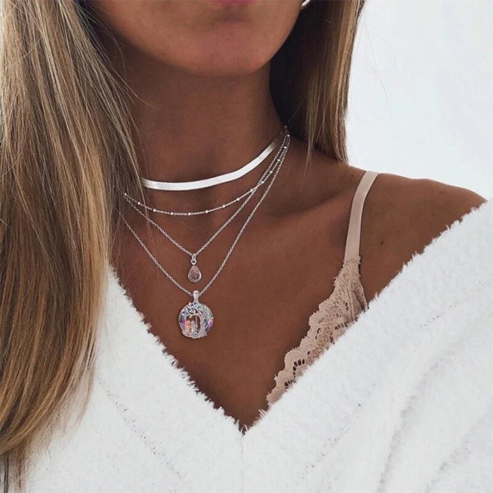 Tree of Life Crystal Pendant Halskjede