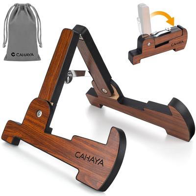 CAHAYA Folding Guitar Stand for Acoustic Electric Electric and Easy Wood Grain Natural Green Environmentally Friendly Portable Lightweight Doubles
