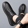 Leather Men Casual Shoes Lace Up Breathable Outdoor Mens Shoes Italian Luxury Brand Lace Up Non-slip Men Driving Shoes