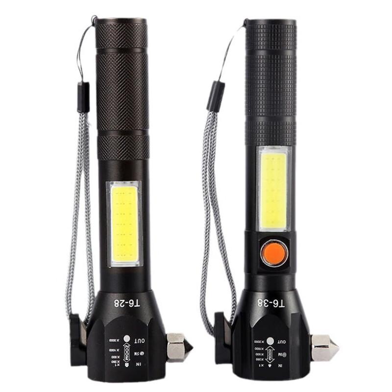 Solar Rechargeable COB LED Flashlight