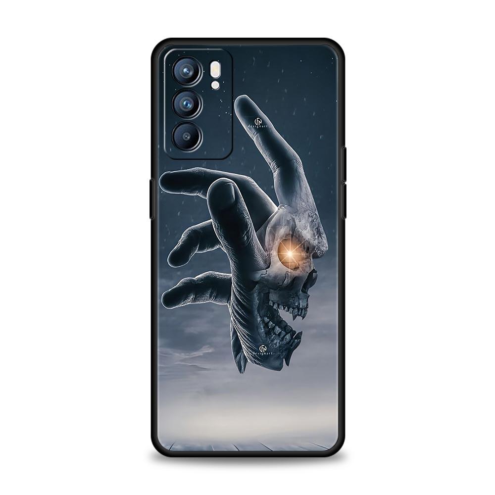 

Phone Case Cover For Oppo A17 A31 A54 A57 A78 A79 Find X5 X6 Reno 7 8 10 11 12 13 F Pro 5G Soft TPU Shell Terror Black Skull Bag Find X5 Pro