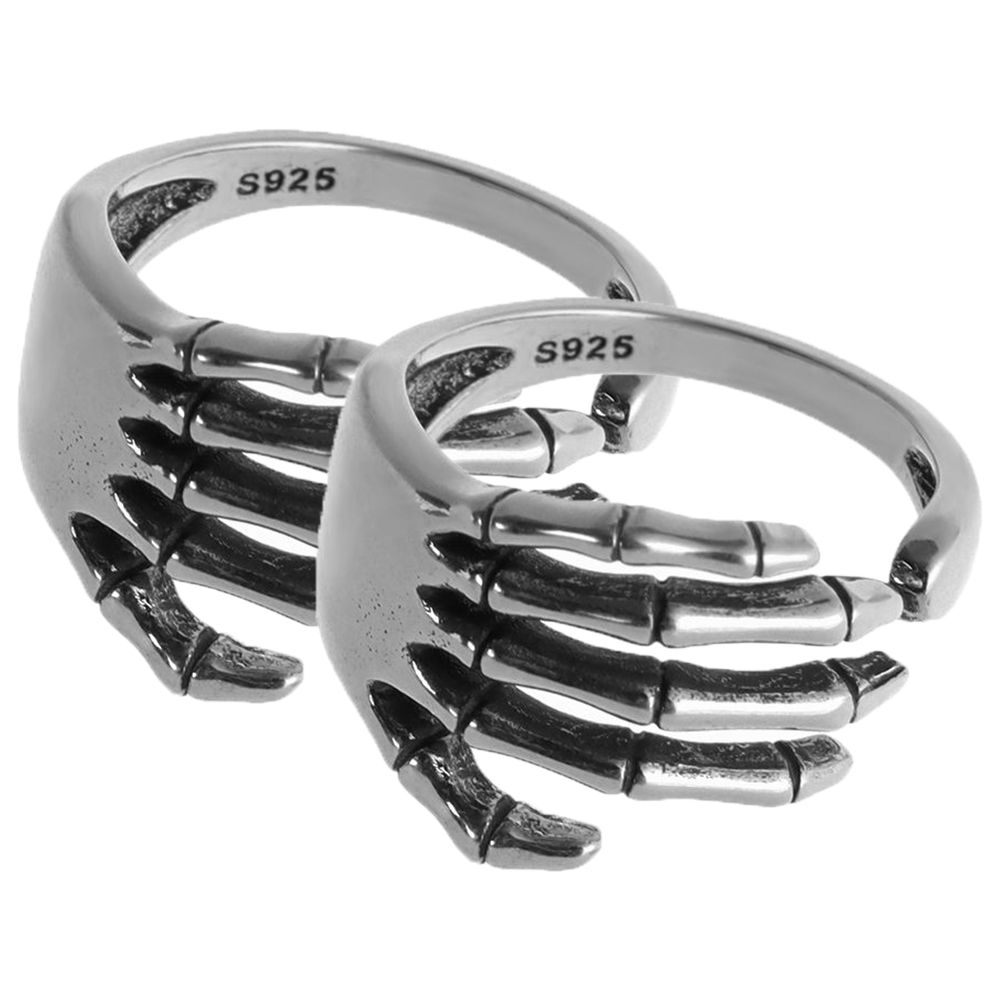 

2шт вечеринка свадьба Хэллоуин стерлингового серебра 925 пробы женские ювелирные изделия панк-рок скелет рука кольцо