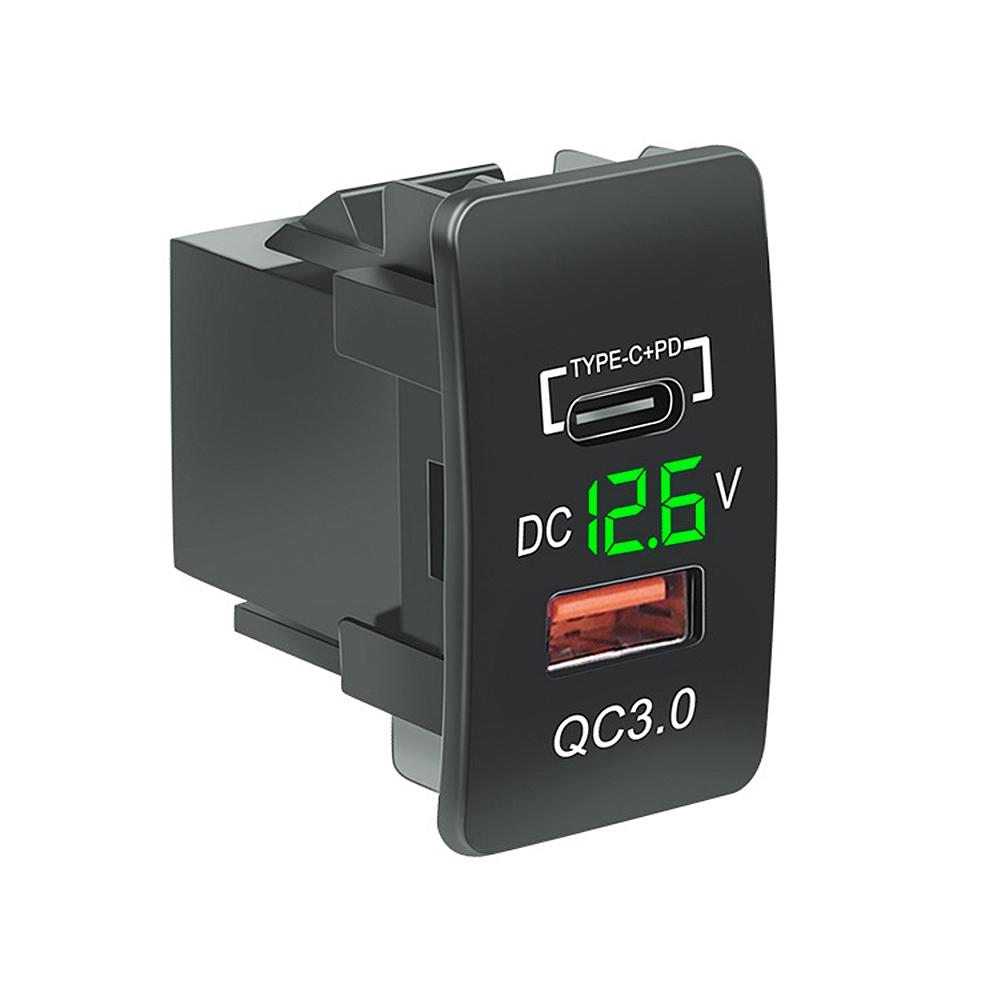 

12 В-24 В автомобильное зарядное устройство QC3.0 Type C PD со светодиодным вольтметром, водонепроницаемый USB-порт для зарядки, адаптер для Honda Old Style Modify
