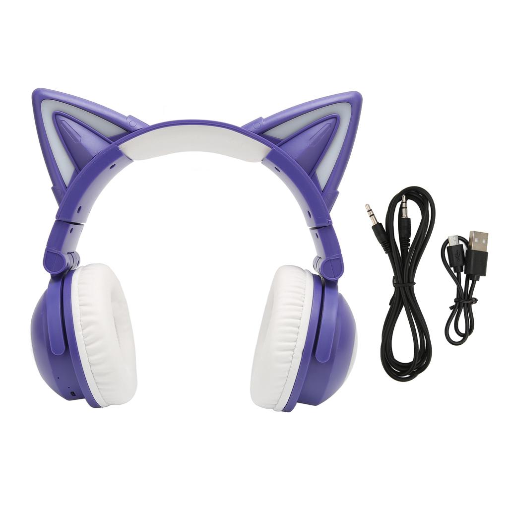 Cat Ear Bluetooth Headset Stereo Cute High Sensitivity Built In Mic Adjustable LED Kids Headset