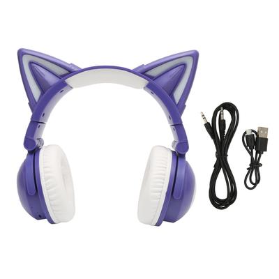 Bluetooth-Headset mit Katzenohren, Stereo, niedlich, hohe Empfindlichkeit, eingebautes Mikrofon, verstellbares LED-Headset für Kinder