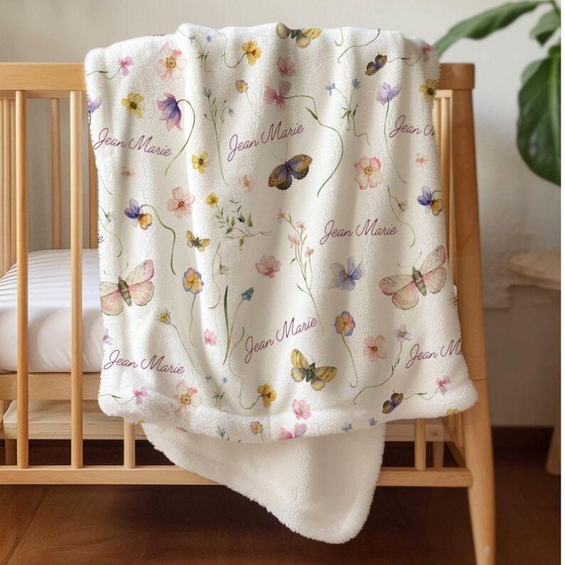 VIKAMA Soft Watercolor Floral Flannel Blanket Warm For Cottagecore Nursery Bedroom Sofa Throw All Season Decor