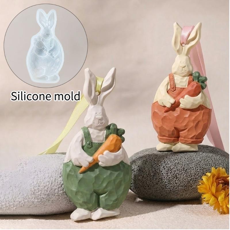 Carrot Rabbit Shape Silicone Making Tool Rabbit Casting Tool for Decorative Candle Making, Gypsum Ornament and Resin Craft