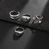 Salircon 4 Pcs/Set Punk Retro Five-Pointed Star Spiral Wide Rings Men Creative Hiphop Thick Finger Rings Sets Steampunk Jewelry