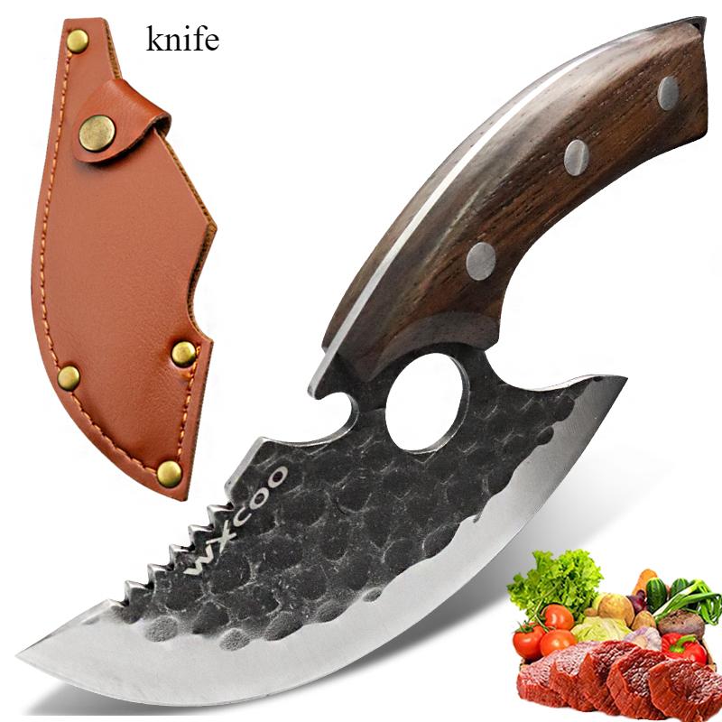 

Бытовой кухонный нож для нарезки рыбы и овощей, кованый нож для обвалки мяса, мясницкий нож из нержавеющей стали с чехлом with cover