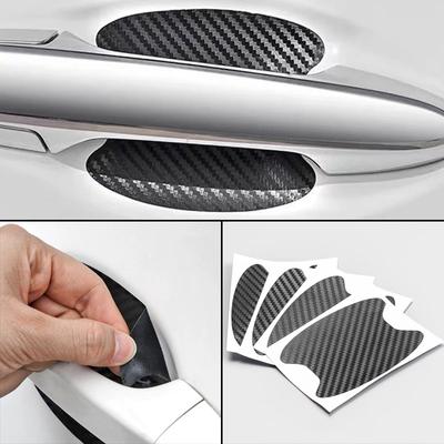4 Peças Adesivos Universais para Maçaneta de Porta de Carro Fibra de Carbono Resistente a Arranhões Cobertura Película de Proteção para Maçaneta de Carro Decoração Exterior