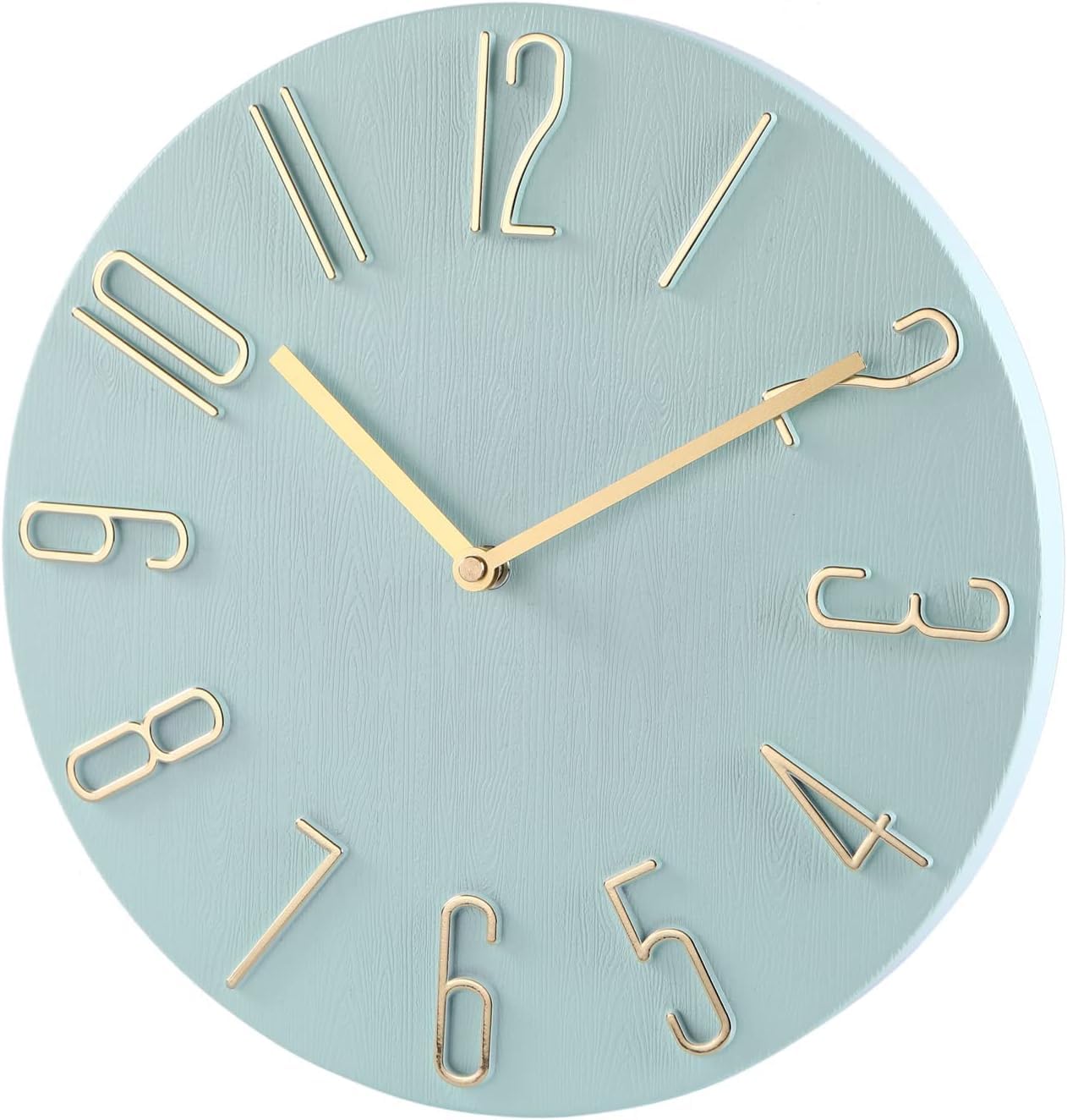 

Nbdeal Wall Clock 3D 30cm Mint Controlled - Stylish, Lightweight, Numbers, Diameter, Silent, Vintage, Retro, Nordic, Green, Non-Radio