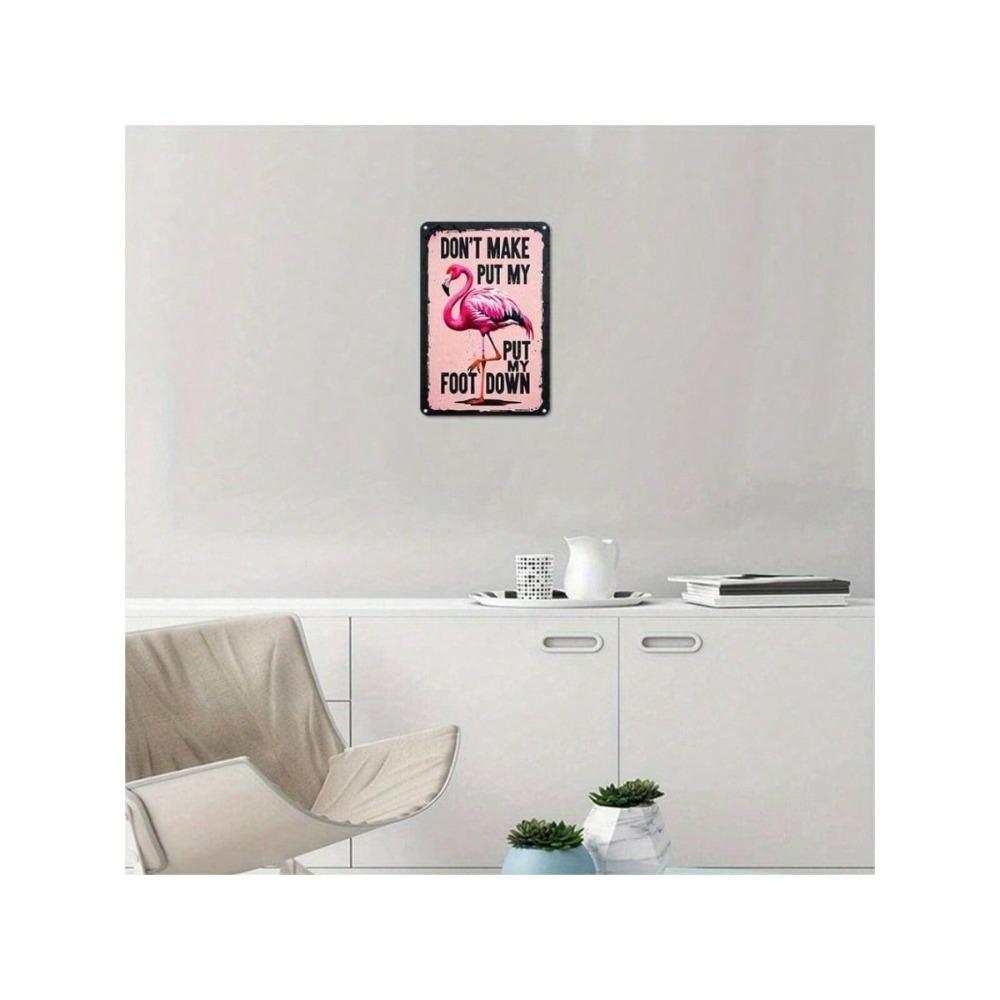 Vintage Pink Flamingo Metal Wall Art Decor for Bar Home